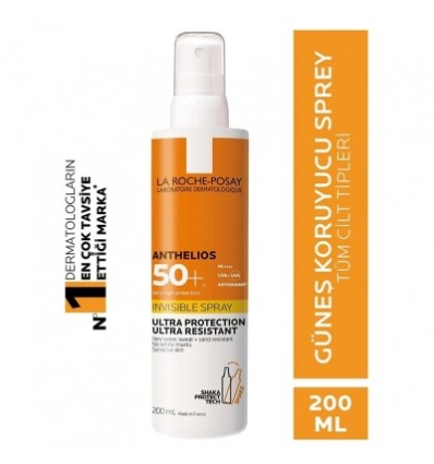 La Roche Posay Anthelios Invisible SPF50 Tüm Cilt Tipleri için Güneş Koruyucu Vücut Spreyi 200ml